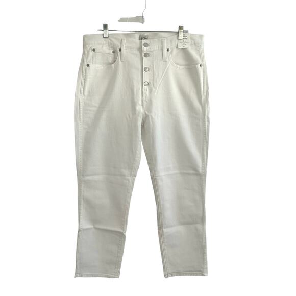J. Crew Women's Jeans Vintage Slim Straight Button Fly White Denim Size 33 New - Picture 1 of 9